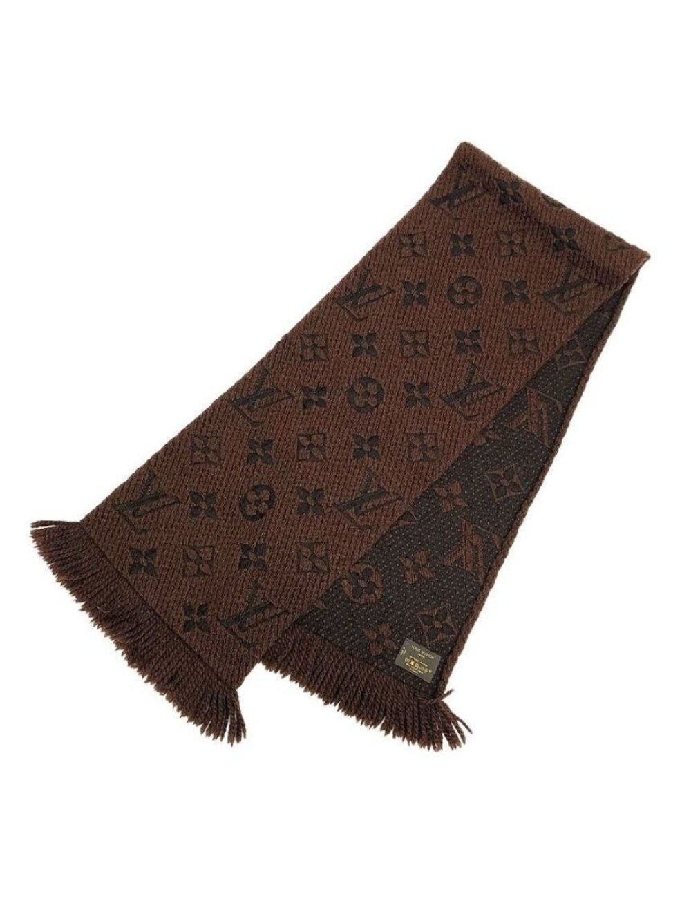 Louis Vuitton Logomania Scarf Brown Monogram Wool Silk